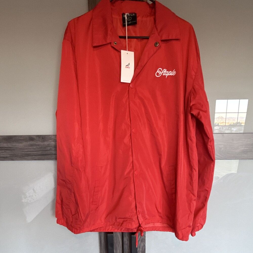 Staple Pigeon Red Snap Jacket Windbreaker Mens Large NWT